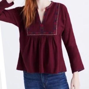 Madewell Embroidered Popover Boho Top, Never Worn